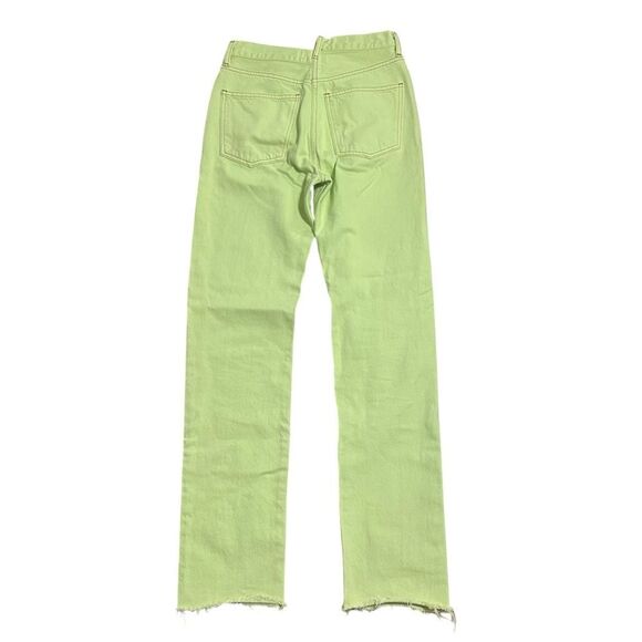Agolde Neon Green Slanting Overlapping 5-button Jeans Size 25 - Picture 3 of 16